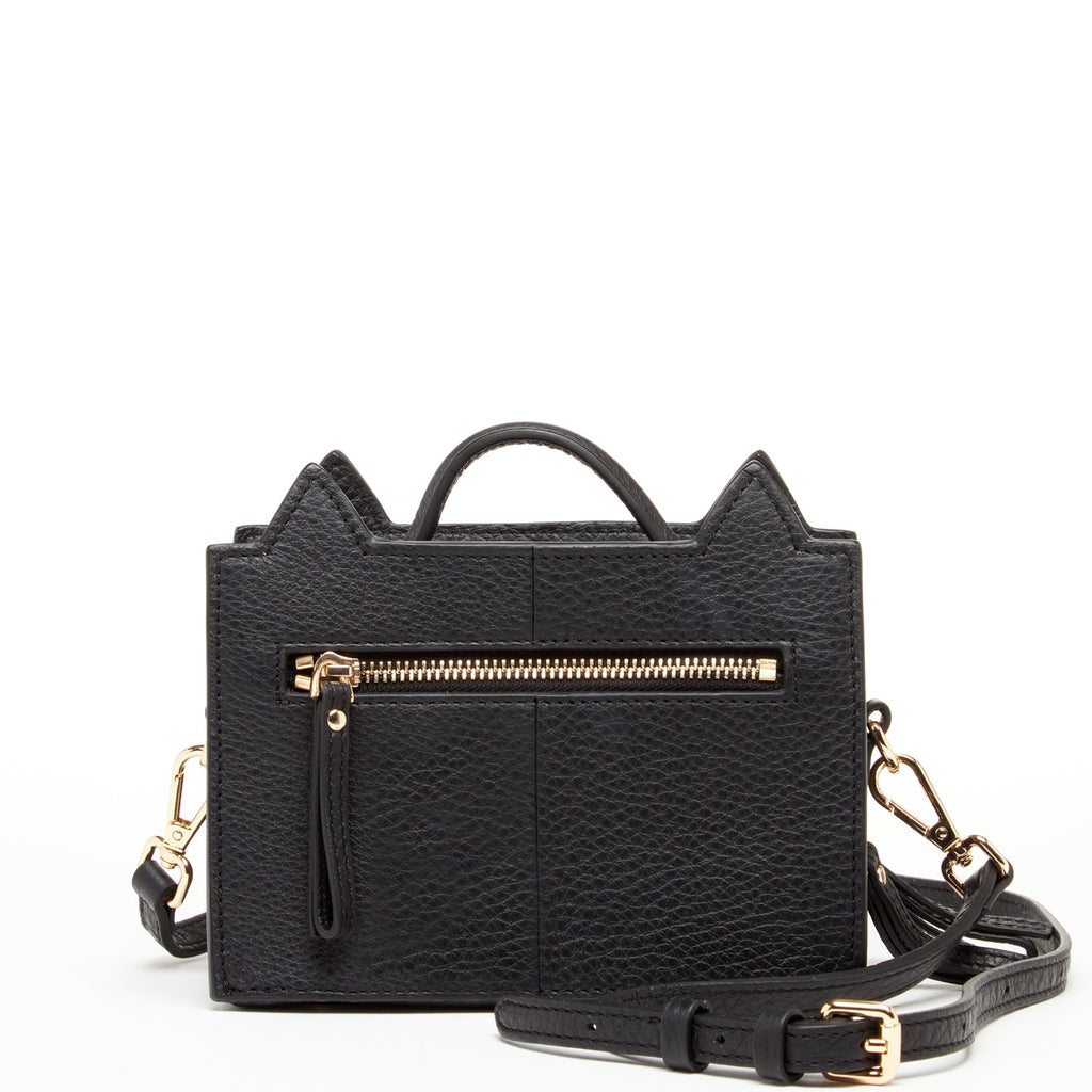 Leather Cat Bag Black Crossbody Purse